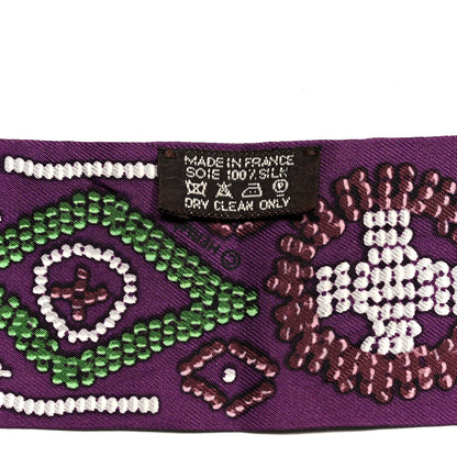 Hermes Silk Kelly En Perles Twilly Violet Vert Lie De Vin 4 of 4
