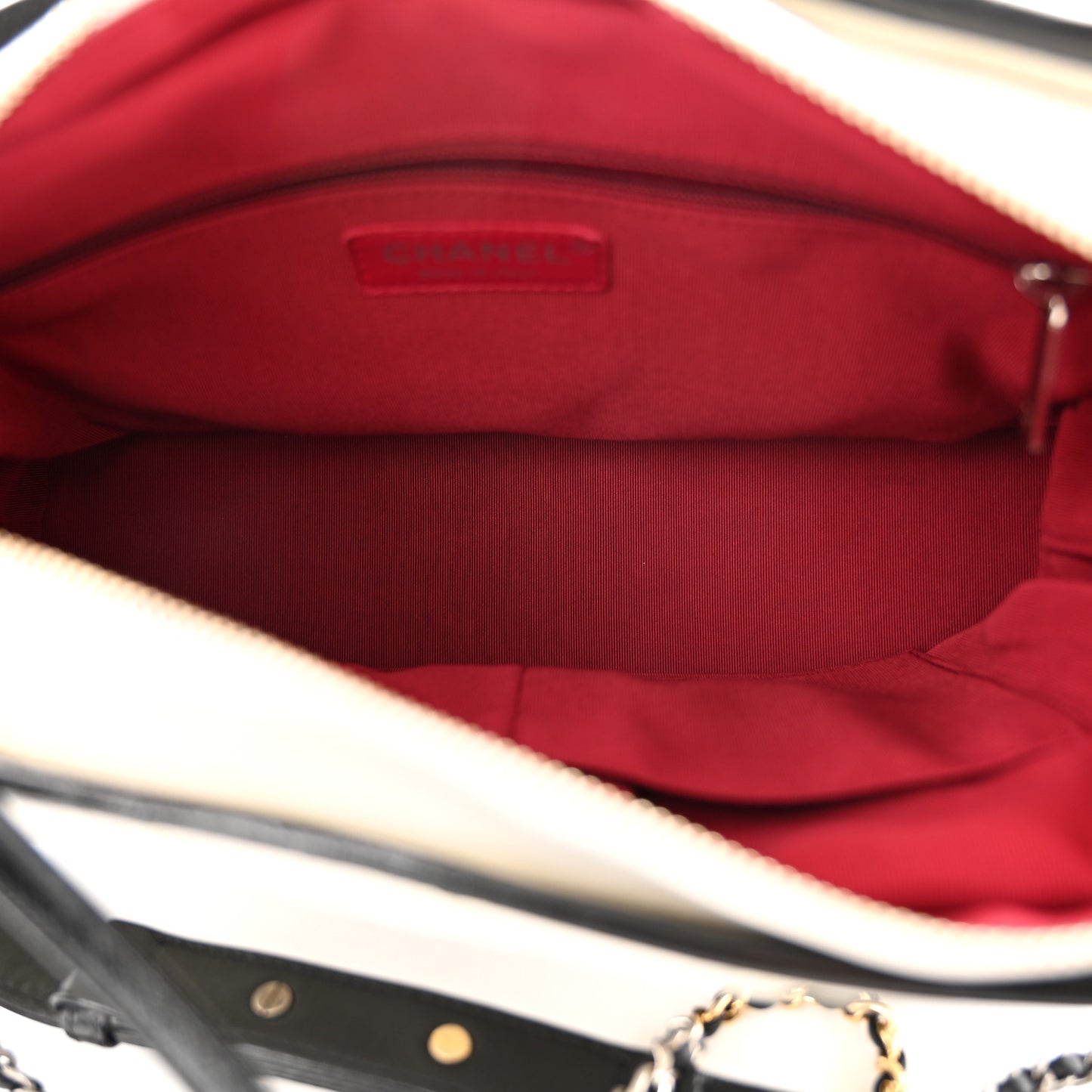 Aged Calfskin Quilted Medium Gabrielle Hobo Black White