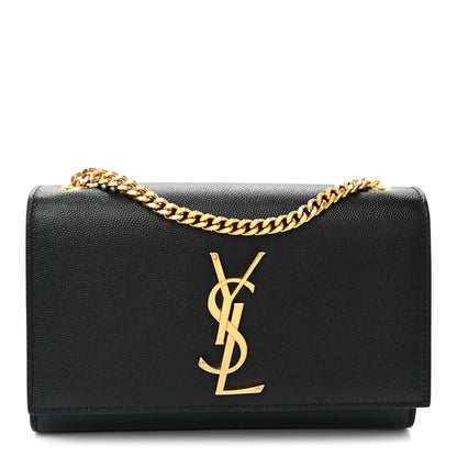 Saint Laurent Grain De Poudre Small Monogram Kate Satchel Black 1 of 9