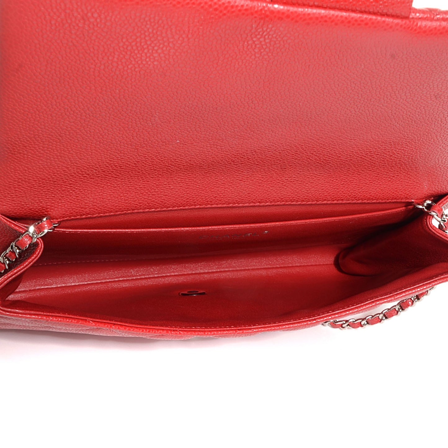 Caviar Quilted Clutch with Chain Flap Red