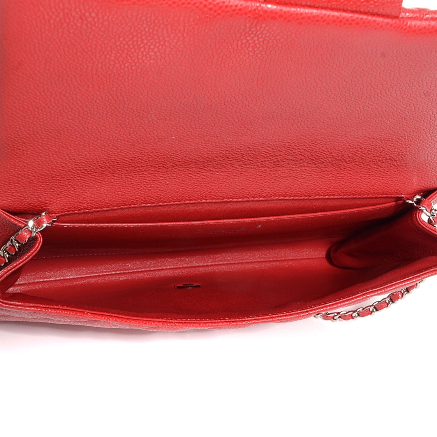 Chanel Caviar Quilted Clutch with Chain Flap Red 6 of 9