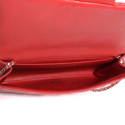Chanel Caviar Quilted Clutch with Chain Flap Red 6 of 9