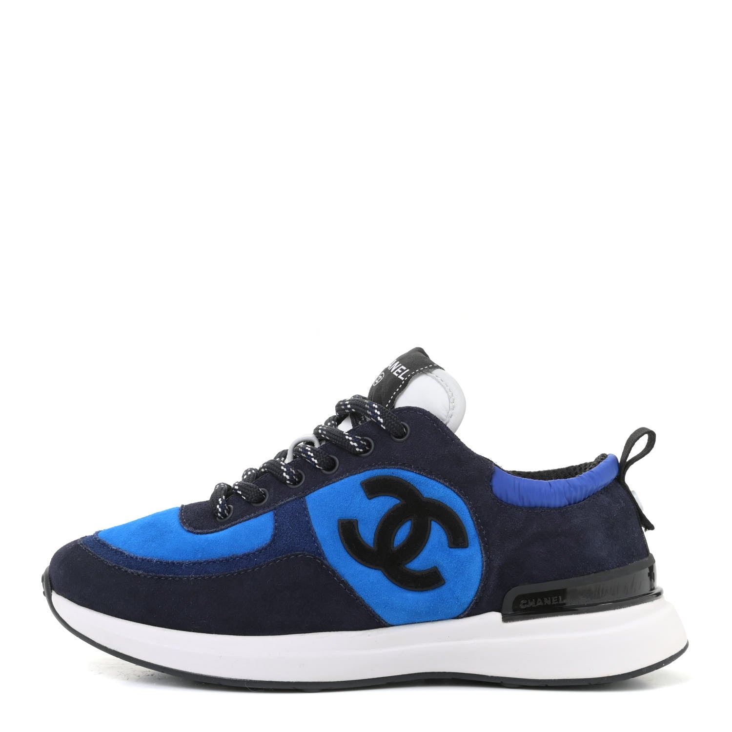 Chanel Suede Calfskin CC Sneakers 37 Blue Navy Dark Navy 1 of 12
