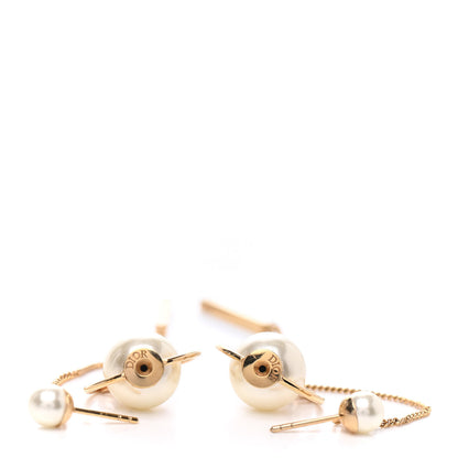 Christian Dior Pearl Tribales Dangle Chain Earrings Gold 4 of 4