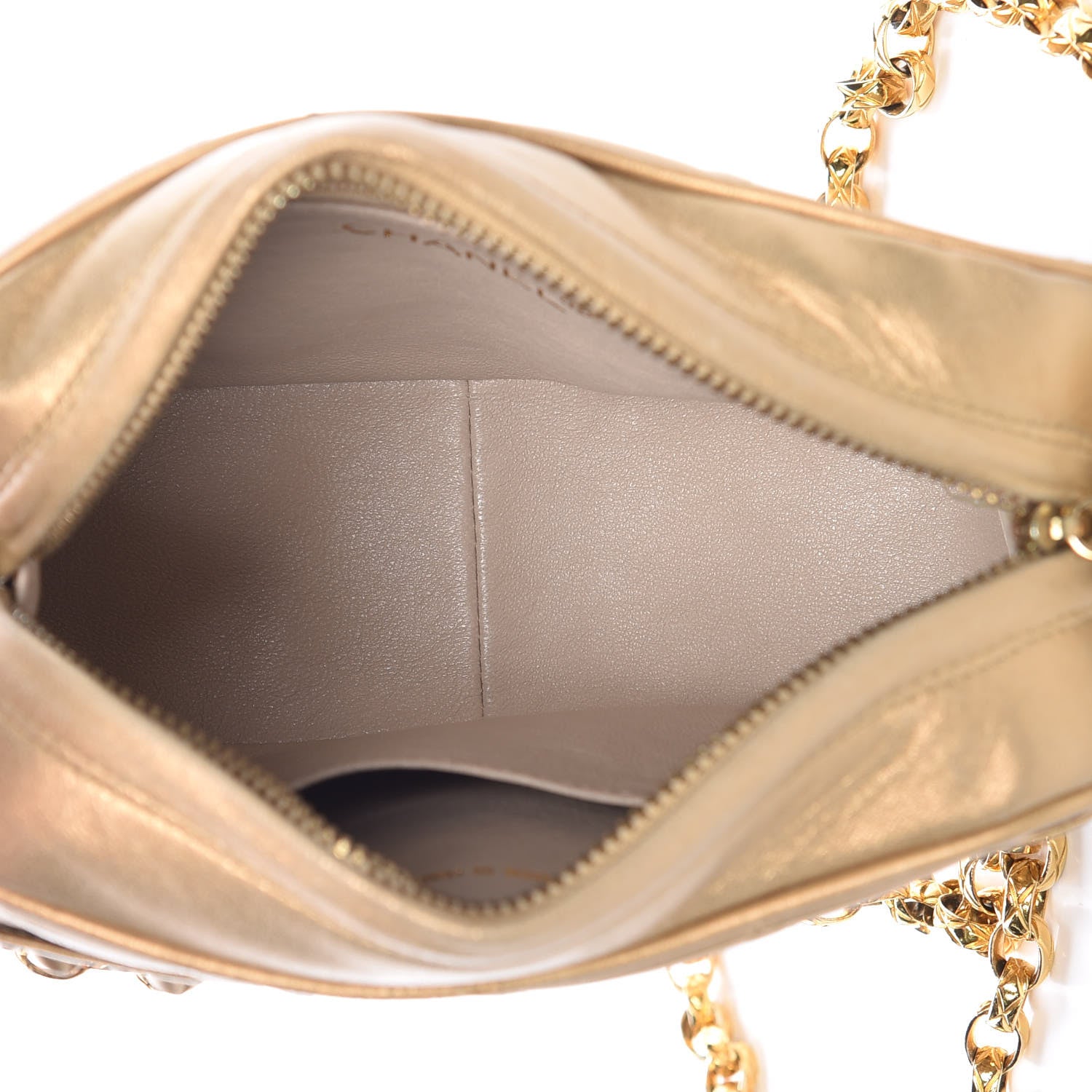 Chanel Metallic Lambskin Quilted Camera Case Gold 5 of 15