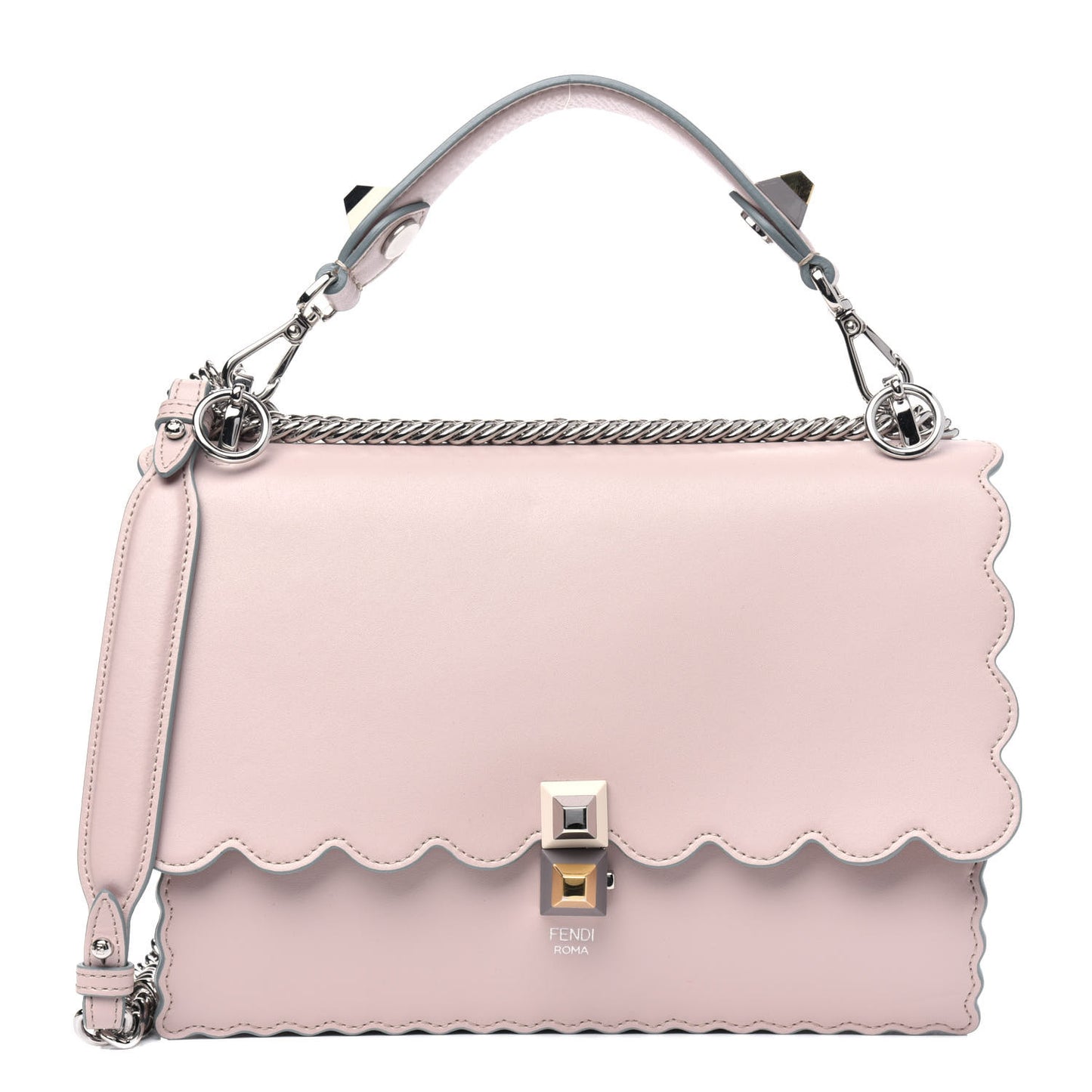 Vitello Liberty Scalloped Studded Kan I Shoulder Bag Soap