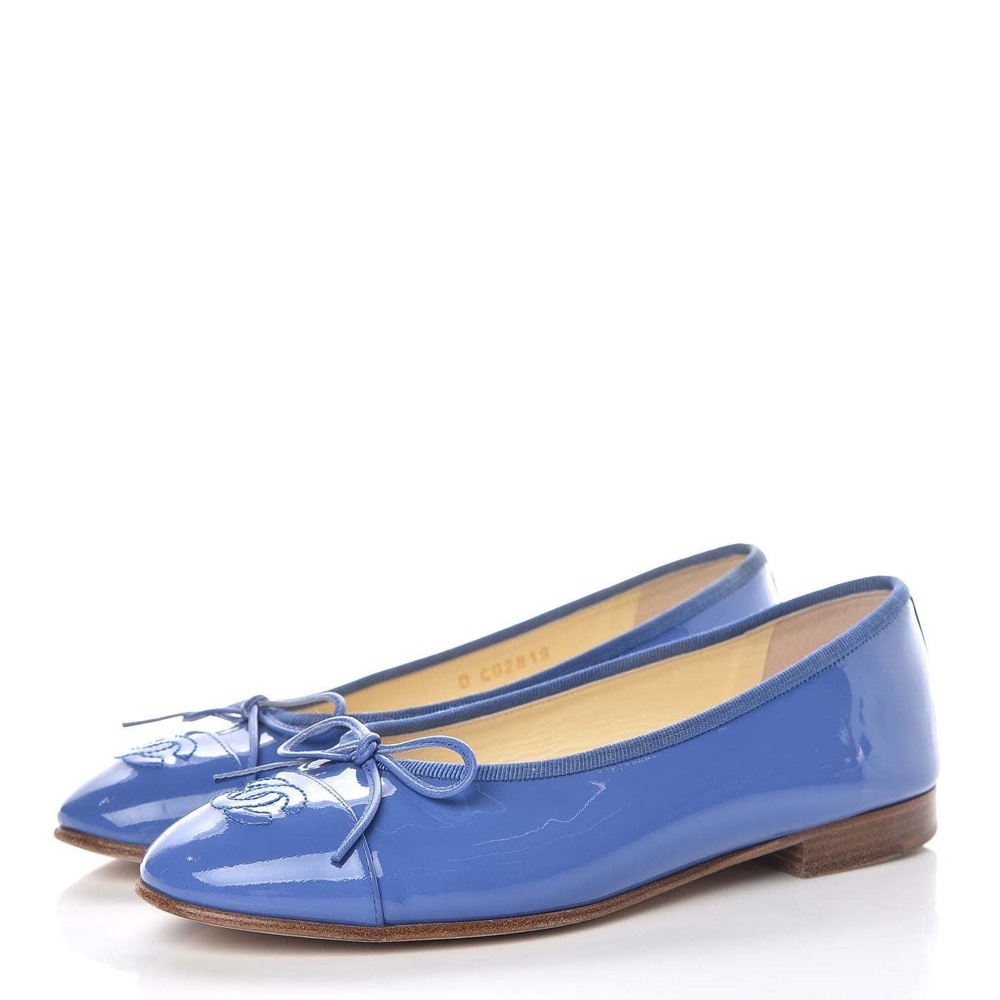 Calfskin Patent CC Cap Toe Ballerina Flats 35.5 Blue