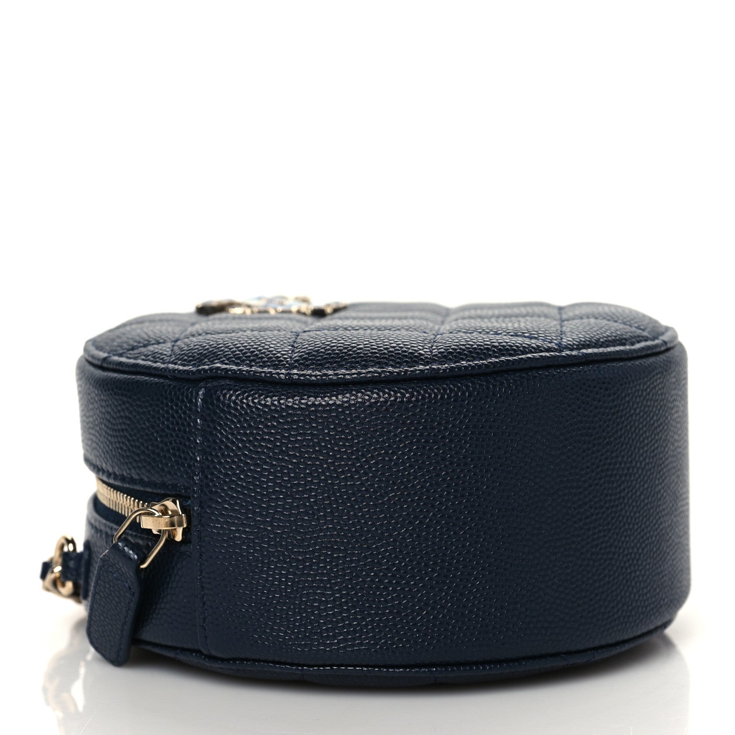 Chanel Caviar Quilted Gripoix CC Round Clutch With Chain Navy 4 of 11