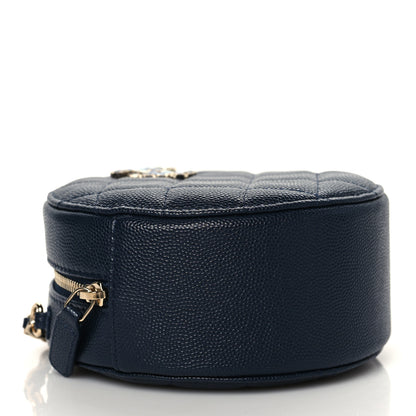 Chanel Caviar Quilted Gripoix CC Round Clutch With Chain Navy 4 of 11