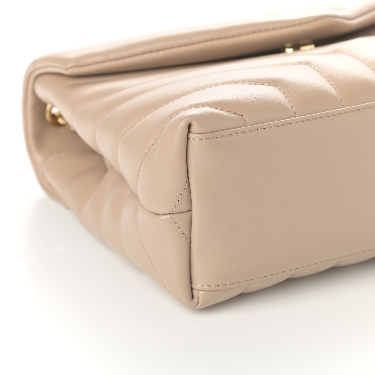 Saint Laurent Calfskin Y Quilted Monogram Small Loulou Chain Satchel Dark Beige 9 of 10