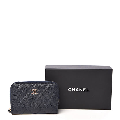 Chanel Caviar Quilted Zip Coin Purse Navy 8 of 8