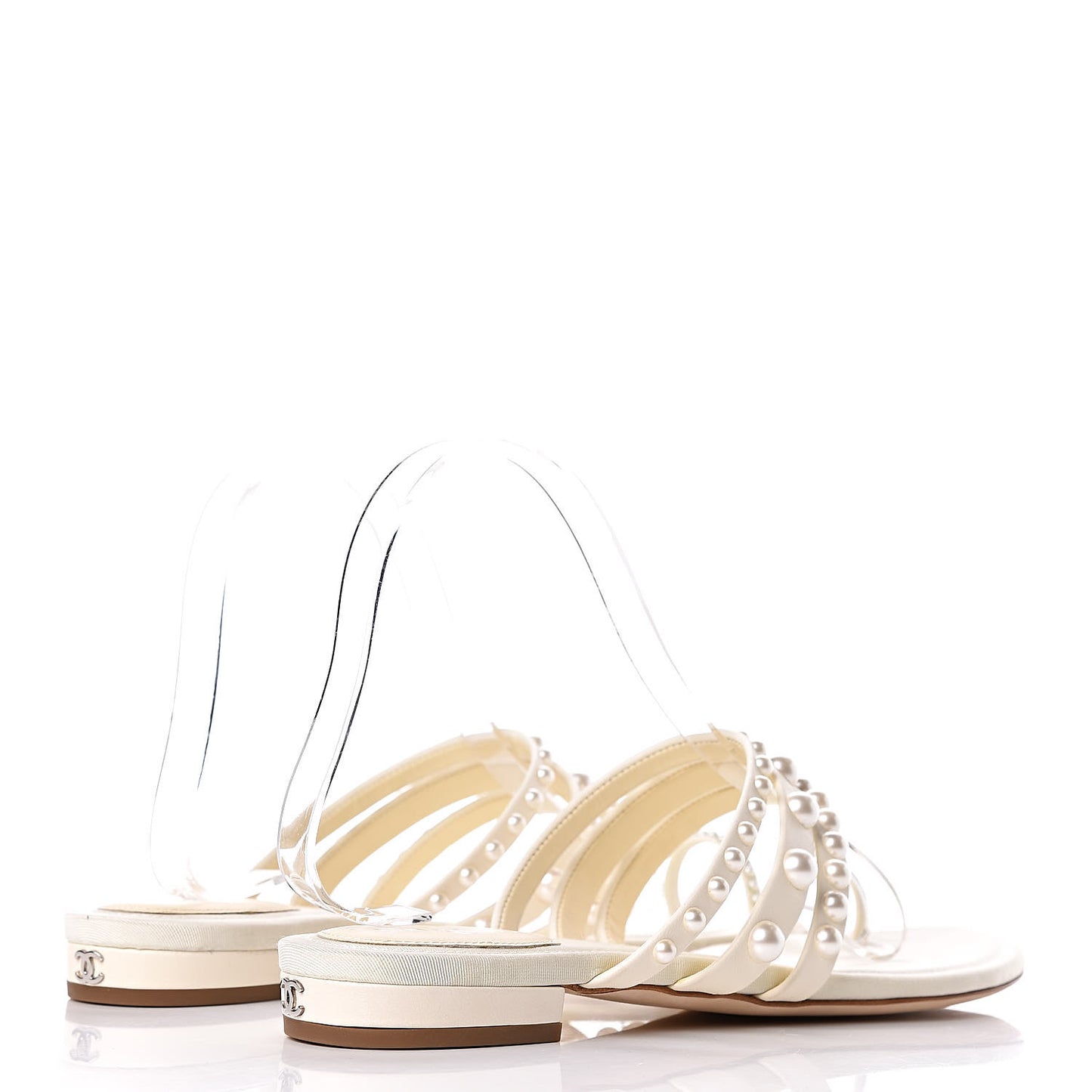 Lambskin Pearl Sandals 38 Beige