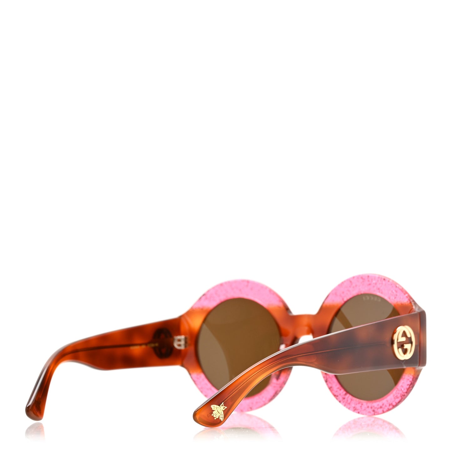 Acetate Round GG0084S Sunglasses Glitter Fuchsia