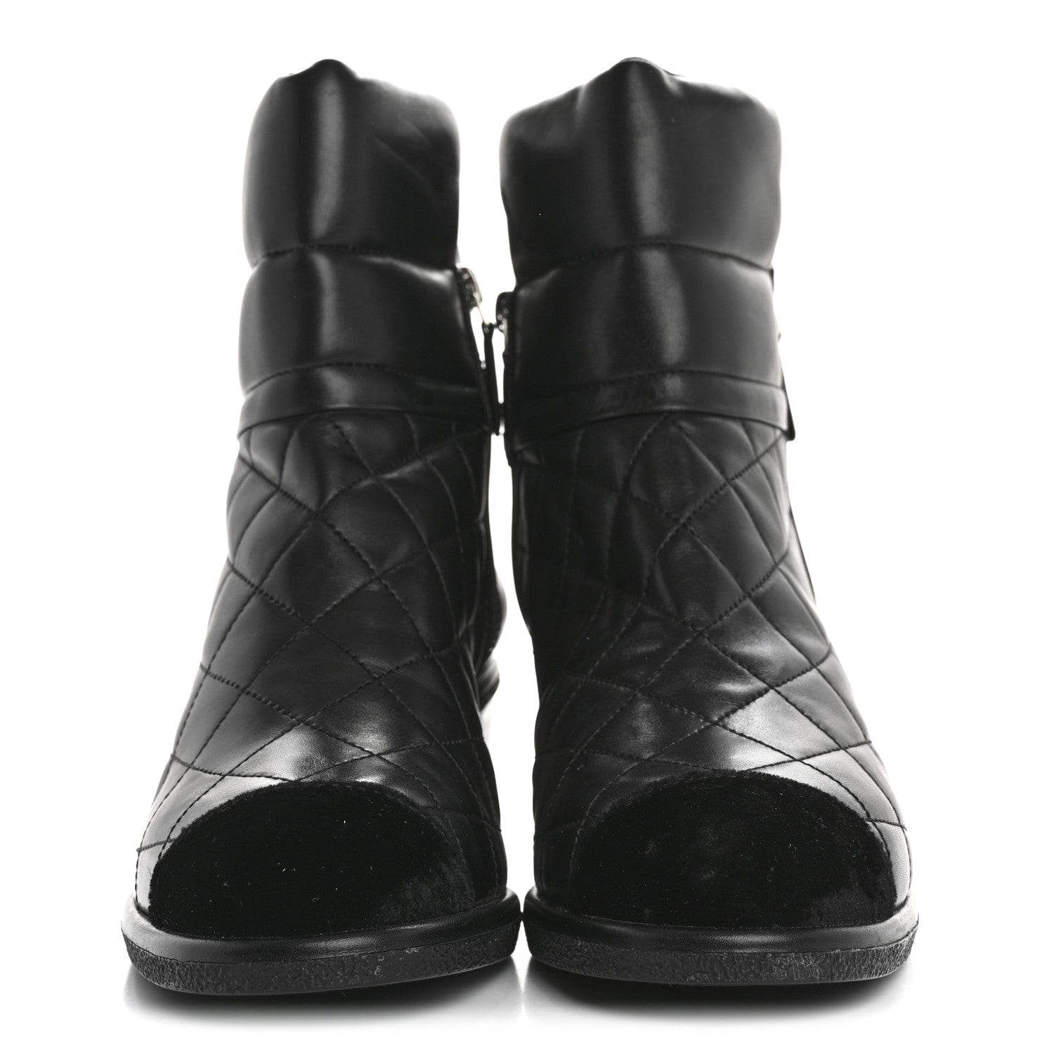 Chanel Lambskin Velvet Quilted Cap Toe Short Boots 40 Black 3 of 12