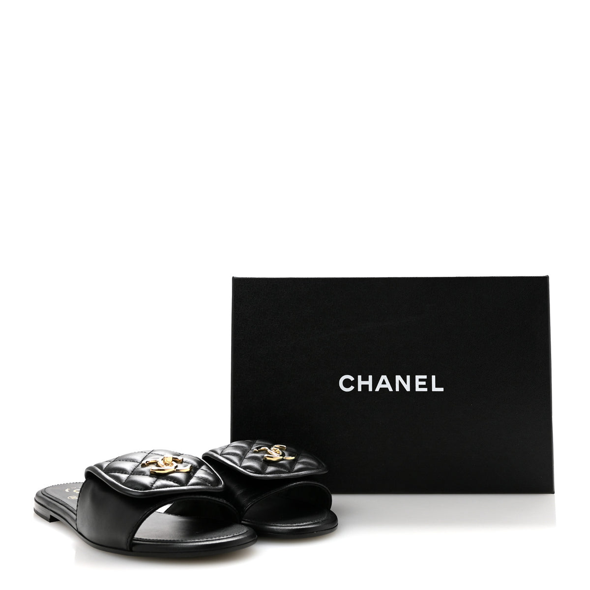Chanel Lambskin Quilted Turnlock Flat Mules 39 Black 10 of 10