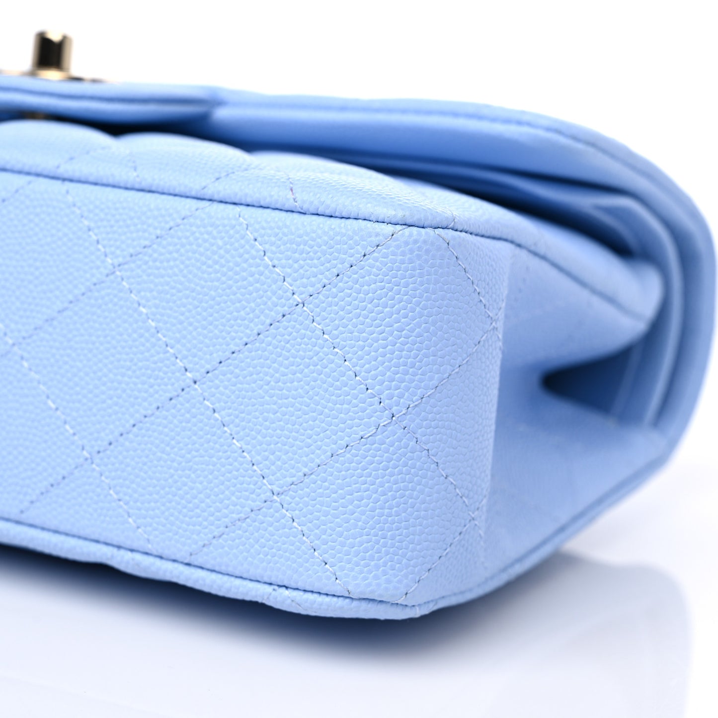 Caviar Quilted Small Double Flap Light Blue