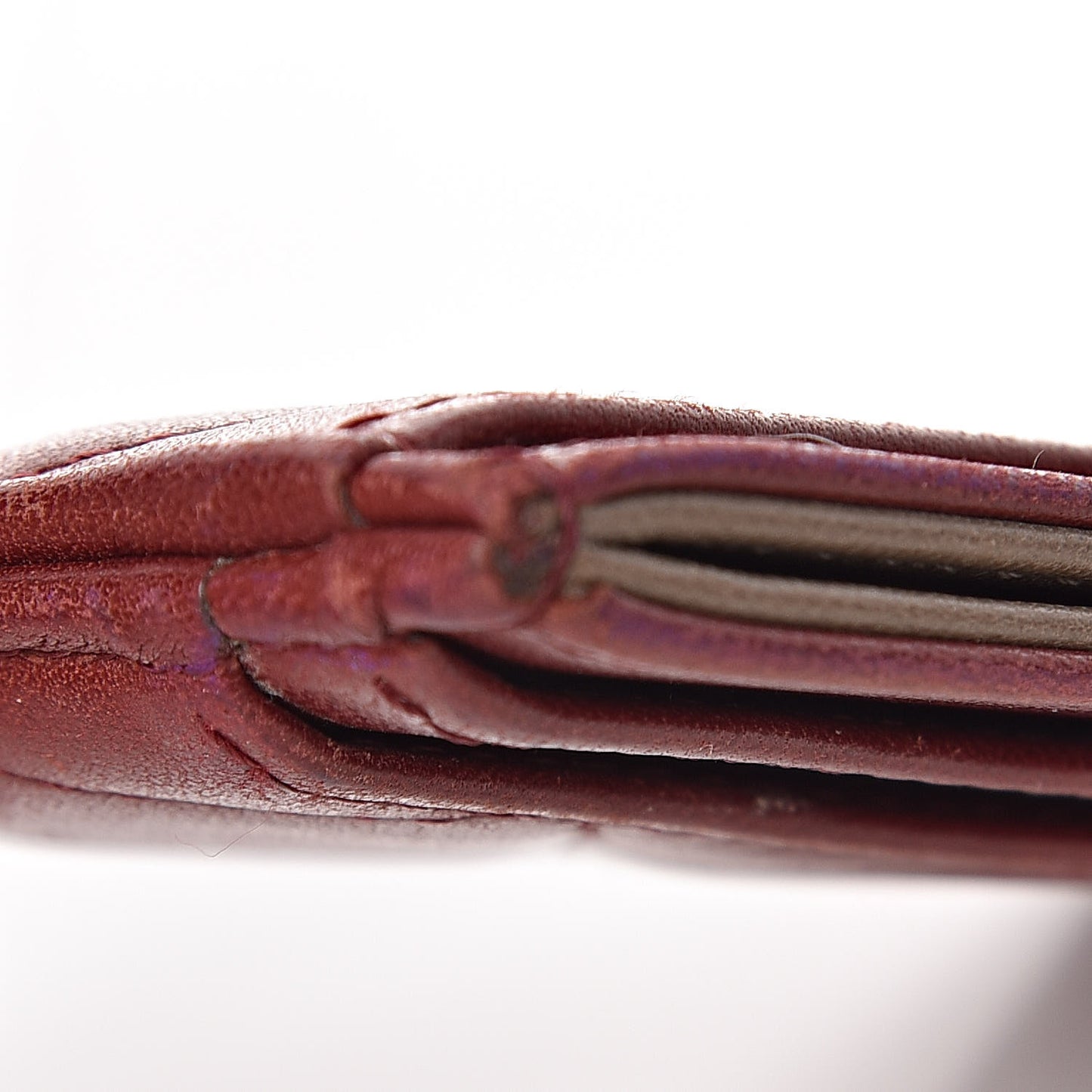 Lambskin Quilted Card Holder Burgundy