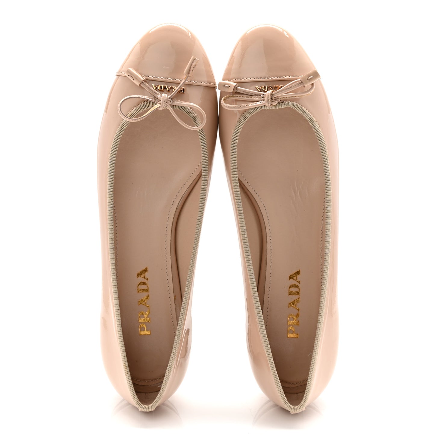 Vernice Cap Toe Logo Bow Ballerina Flats 36 Cipria