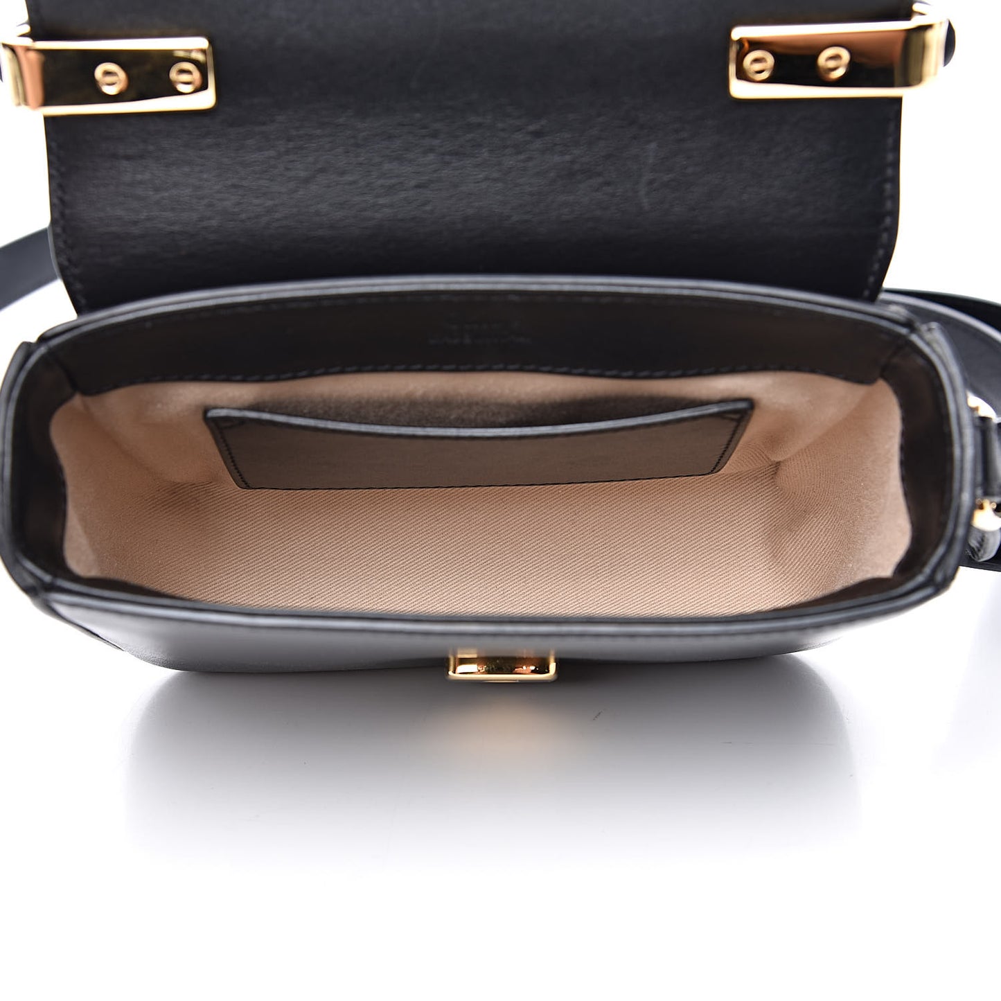 Shiny Calfskin Suede Mini C Double Carry Black