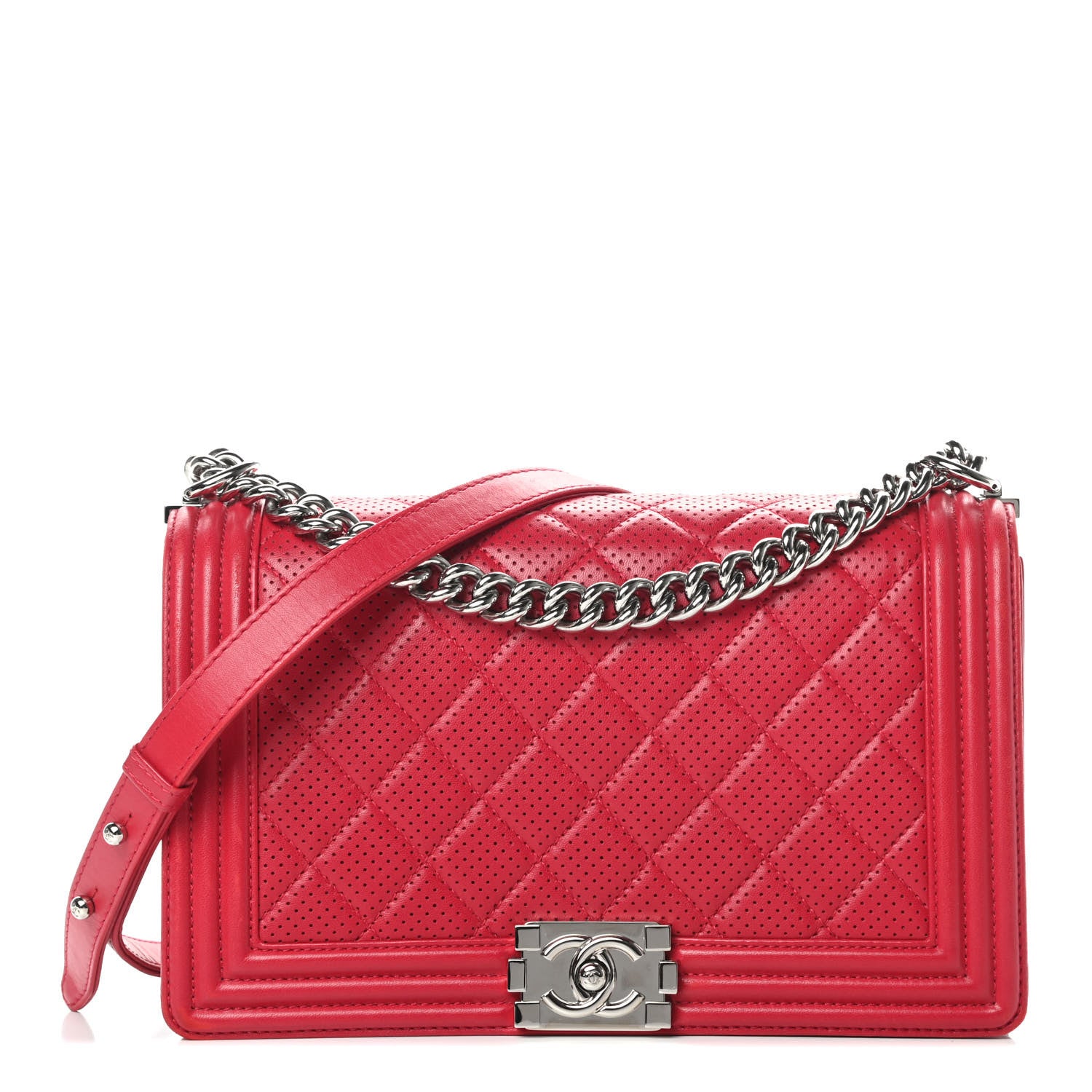 Chanel Perforated Lambskin Quilted New Medium Boy Flap Dark Pink 1 of 16