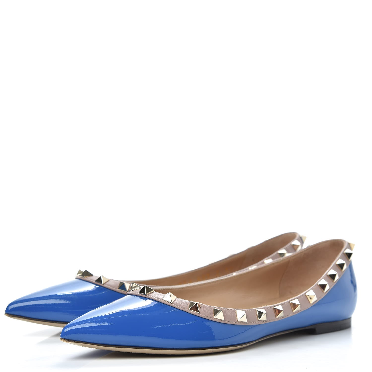 Valentino Garavani Patent Nappa Rockstud Ballerina Flats 37 Indaco Poudre 3 of 11