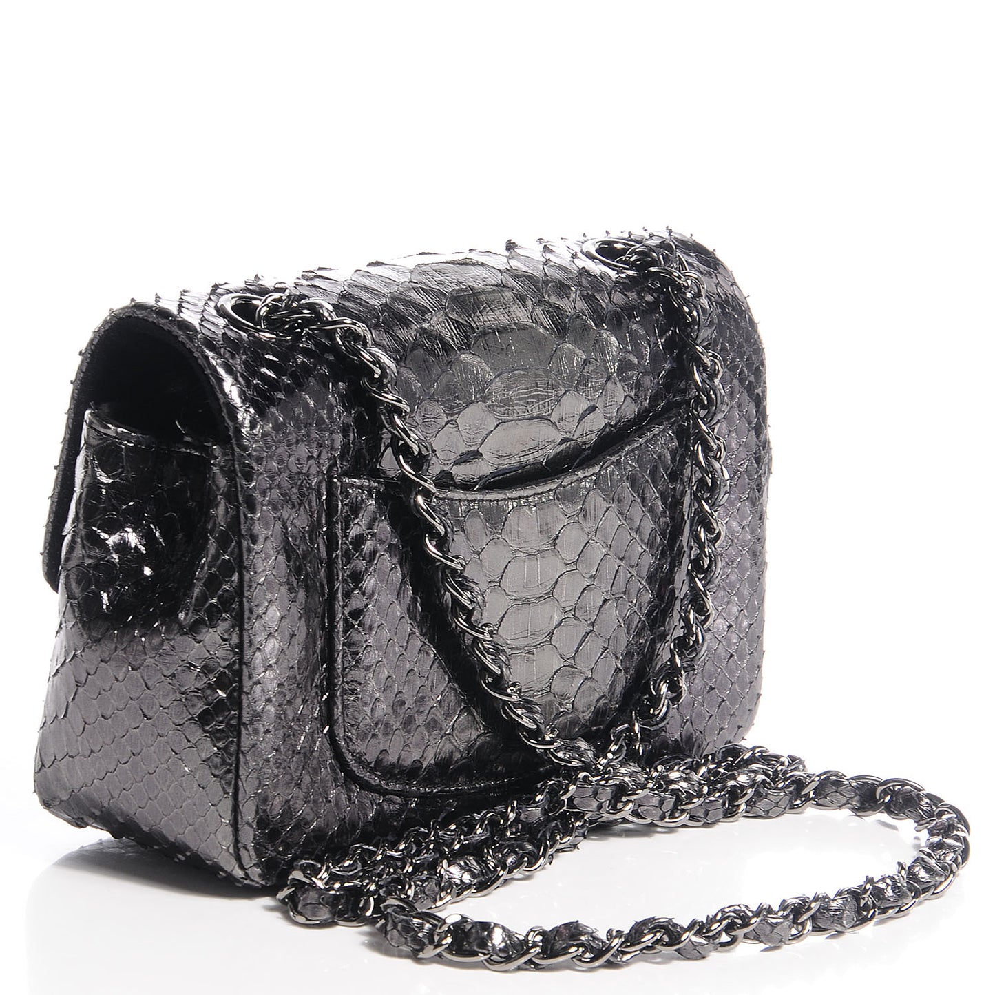 Metallic Python Mini Rectangular Flap Bag