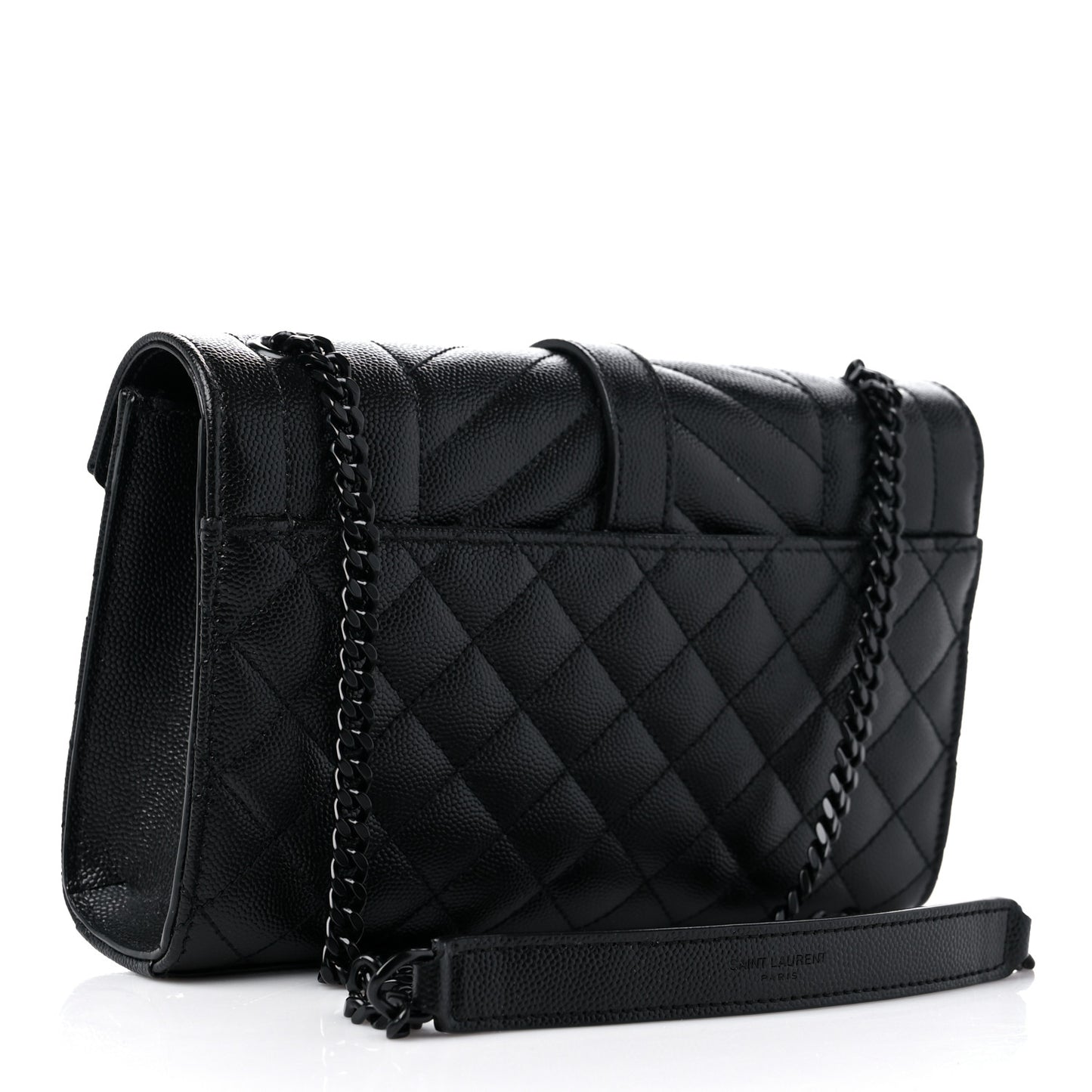 Grain De Poudre Textured Mixed Matelasse Triquilt Small Monogram Monochrome Satchel Black