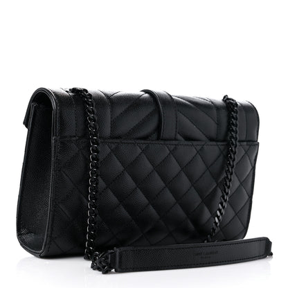Saint Laurent Grain De Poudre Textured Mixed Matelasse Triquilt Small Monogram Monochrome Satchel Black 3 of 9