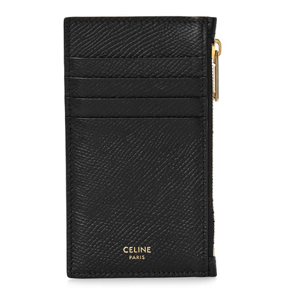 Celine Grained Calfskin Zipped Card Holder Black 1 of 8