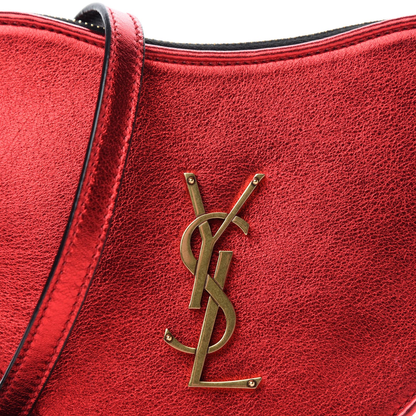 Metallic Calfskin Heart Monogram Crossbody Black Rouge