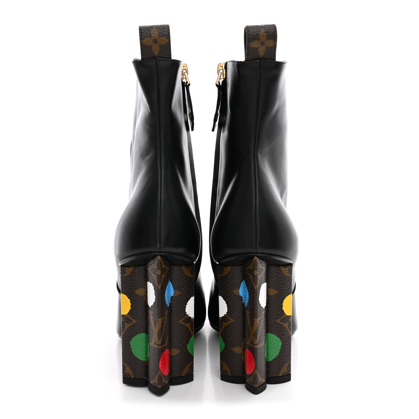 LV X YK Calfskin Monogram Silhouette Ankle Boots 37.5 Black