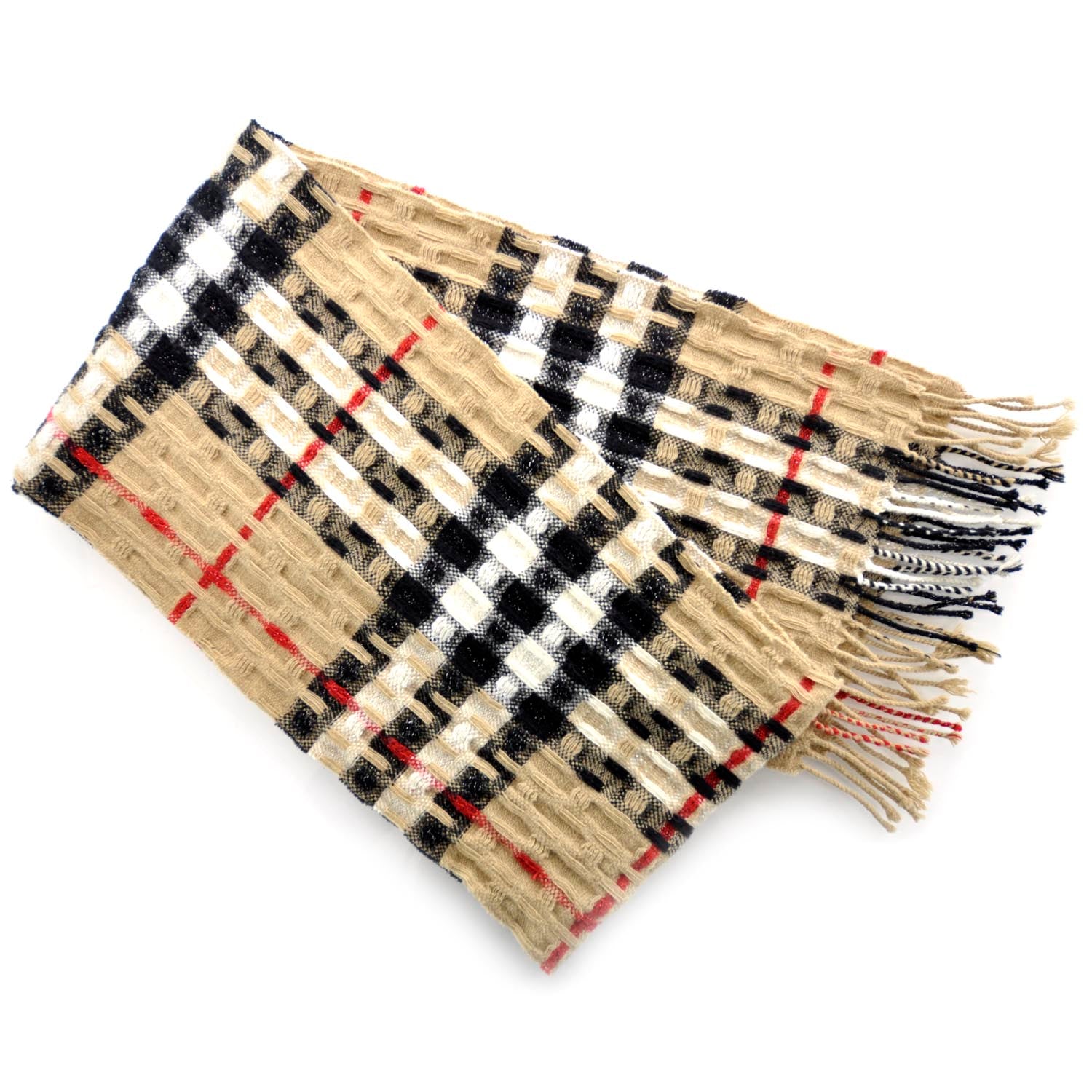 Burberry Merino Wool Cashmere Check Scarf Camel 1 of 4
