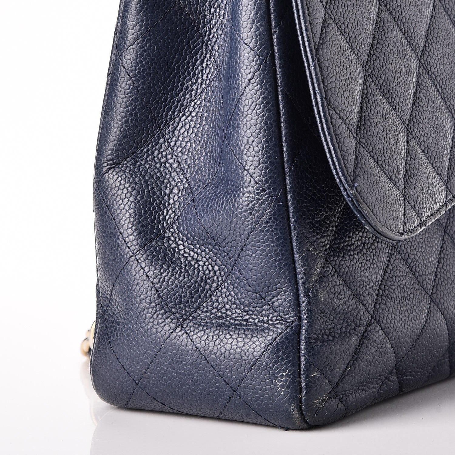 Chanel Caviar Jumbo Single Flap Blue 9 of 14