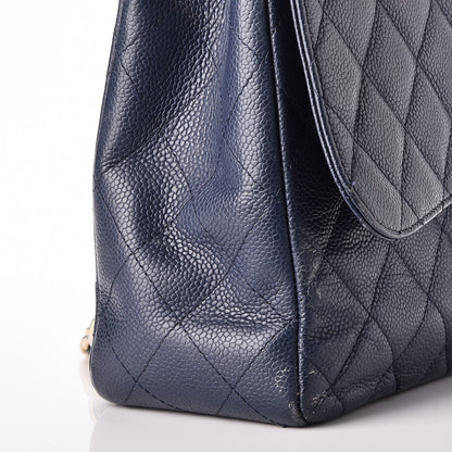 Chanel Caviar Jumbo Single Flap Blue 9 of 14