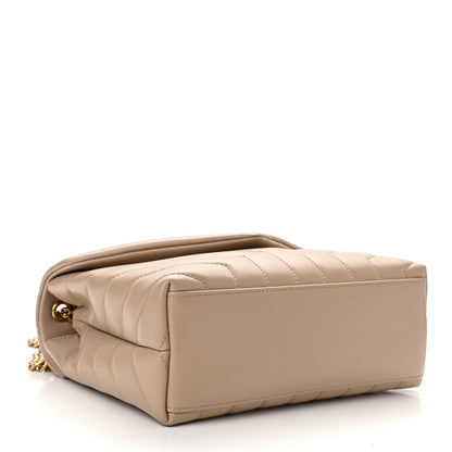 Saint Laurent Calfskin Y Quilted Monogram Small Loulou Chain Satchel Dark Beige 4 of 9