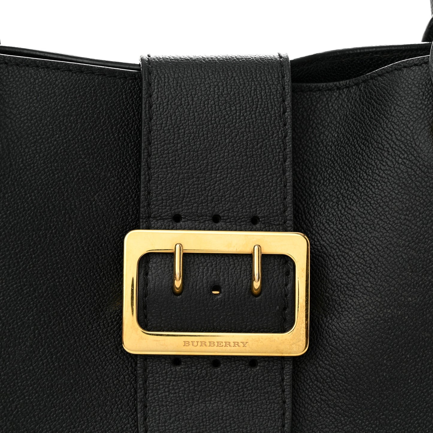 Soft Grain Calfskin Medium Buckle Tote Black