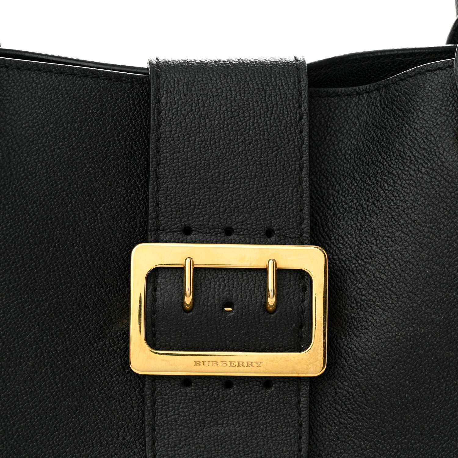 Burberry Soft Grain Calfskin Medium Buckle Tote Black 7 of 16