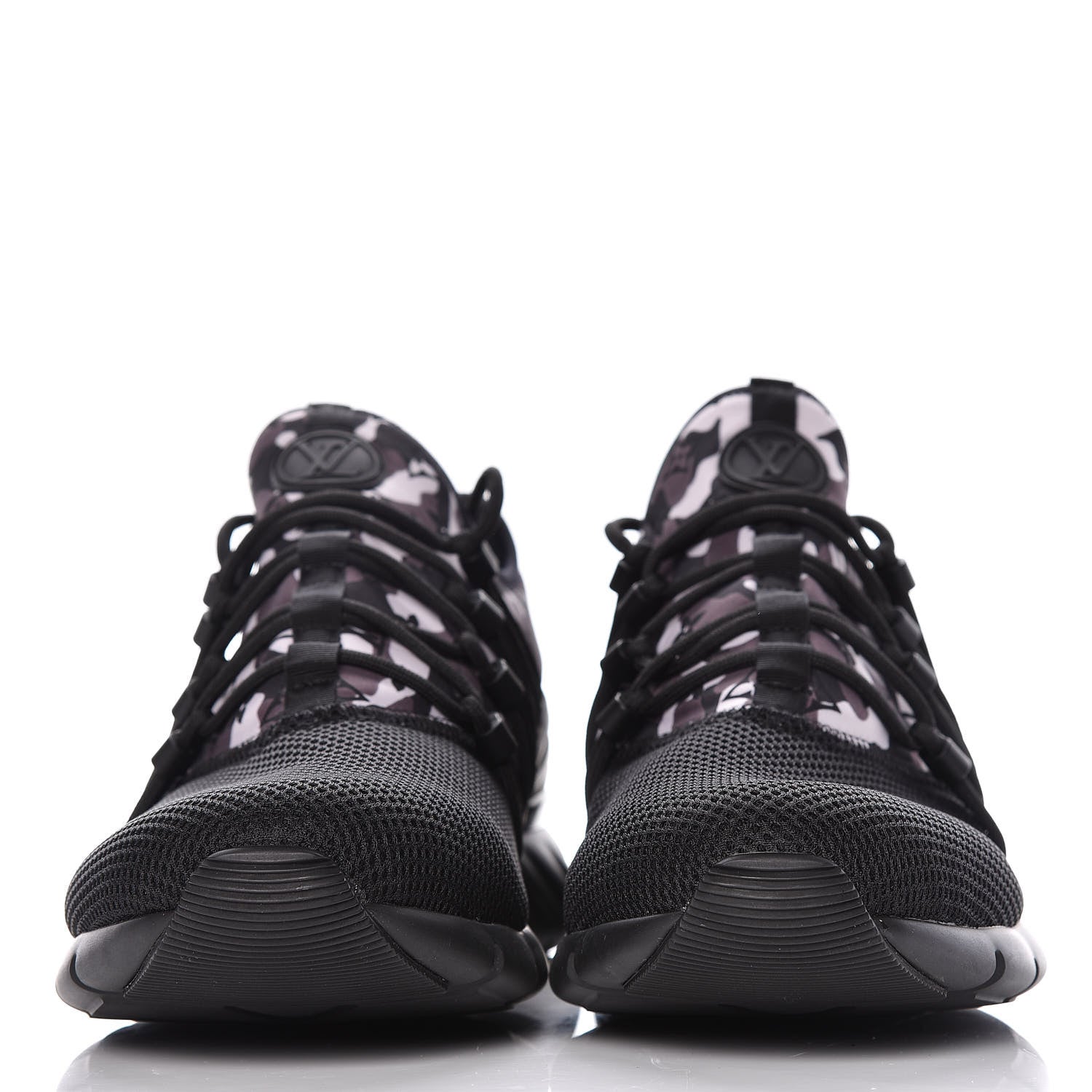 Louis Vuitton Neoprene Mesh Rubber Monogram Camo Fastlane Low Sneakers 10 Black 2 of 7