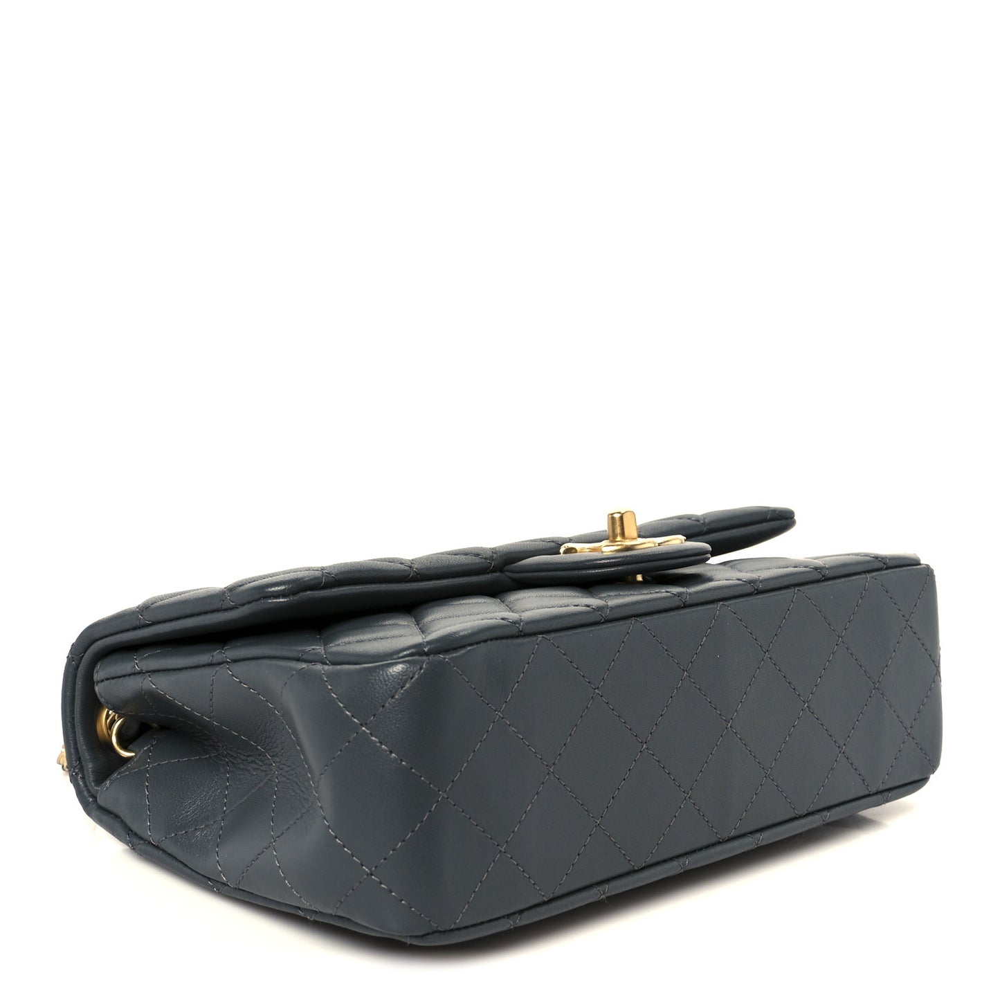 Lambskin Quilted Medium Rectangular CC Slide Flap Grey