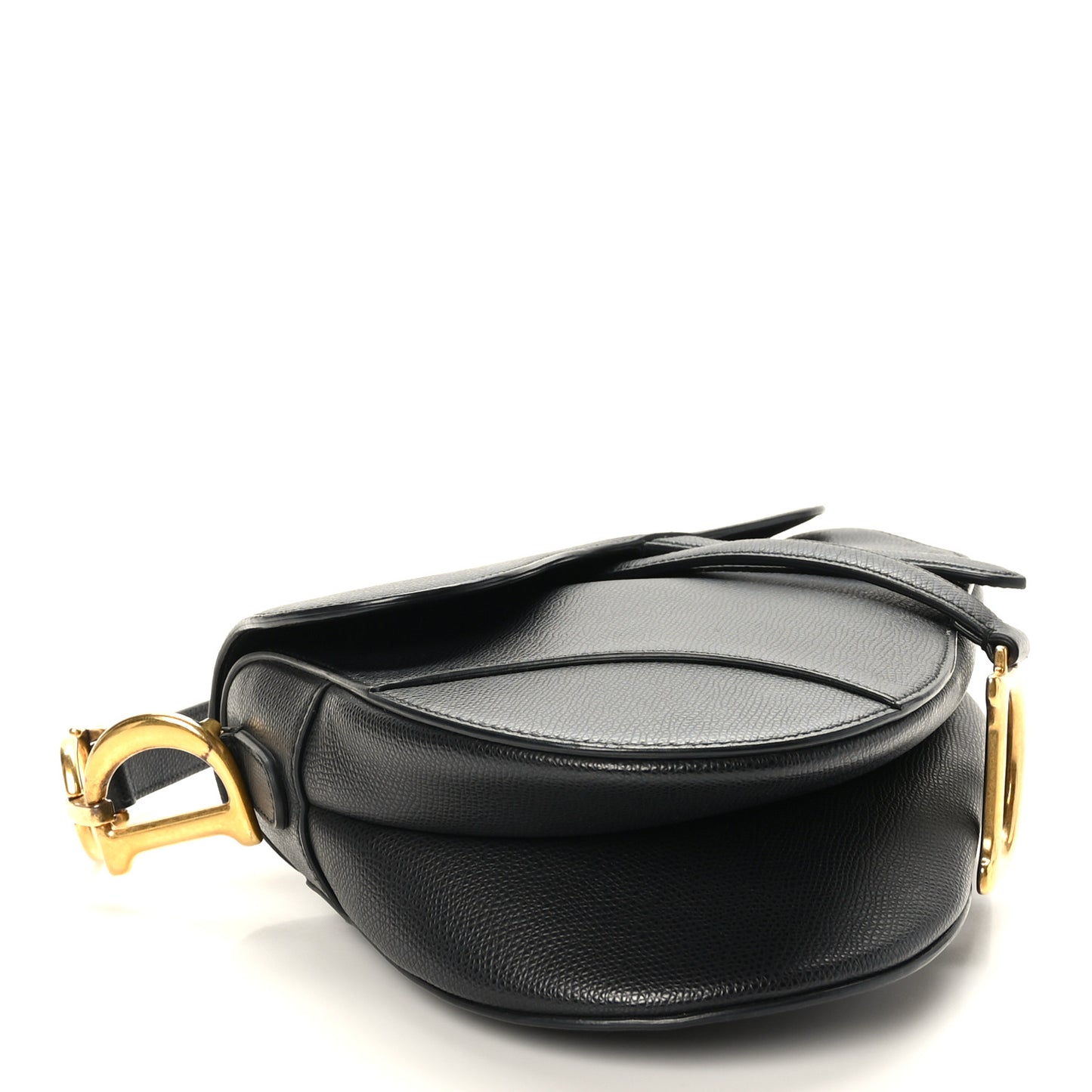 Grained Calfskin Saddle Bag Black