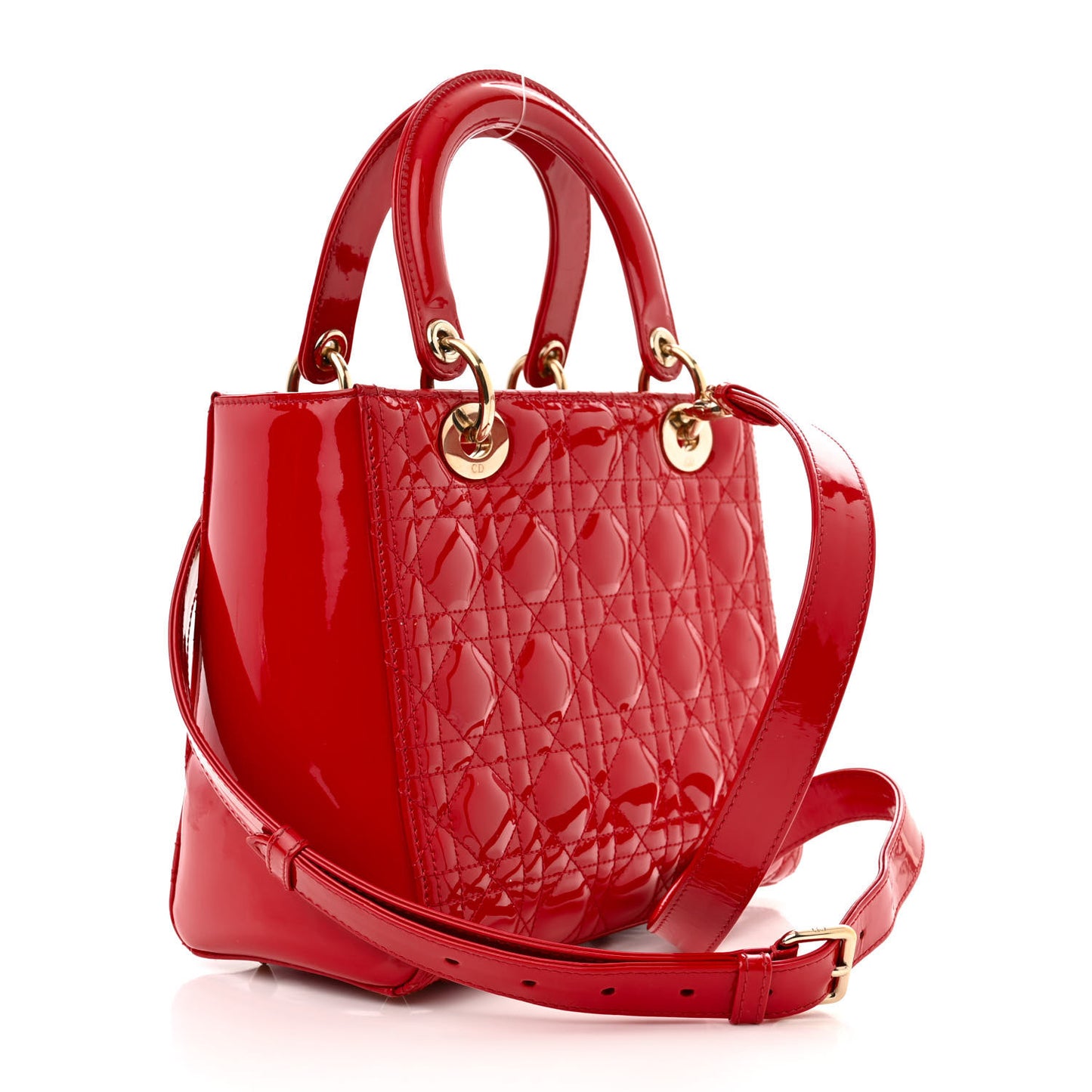 Patent Cannage Medium Lady Dior Red