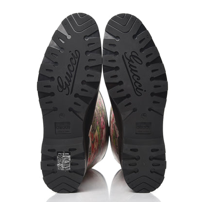 Gucci GG Supreme Monogram Blooms Flat Rubber Boots 40 Beige Multicolor 5 of 9