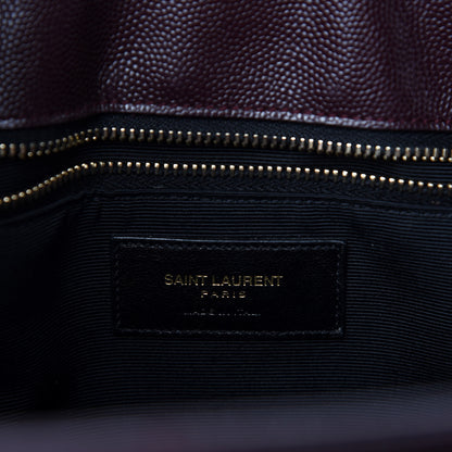 Saint Laurent Grain de Poudre Matelasse Chevron Large Monogram Shopping Bag Amarena 19 of 21
