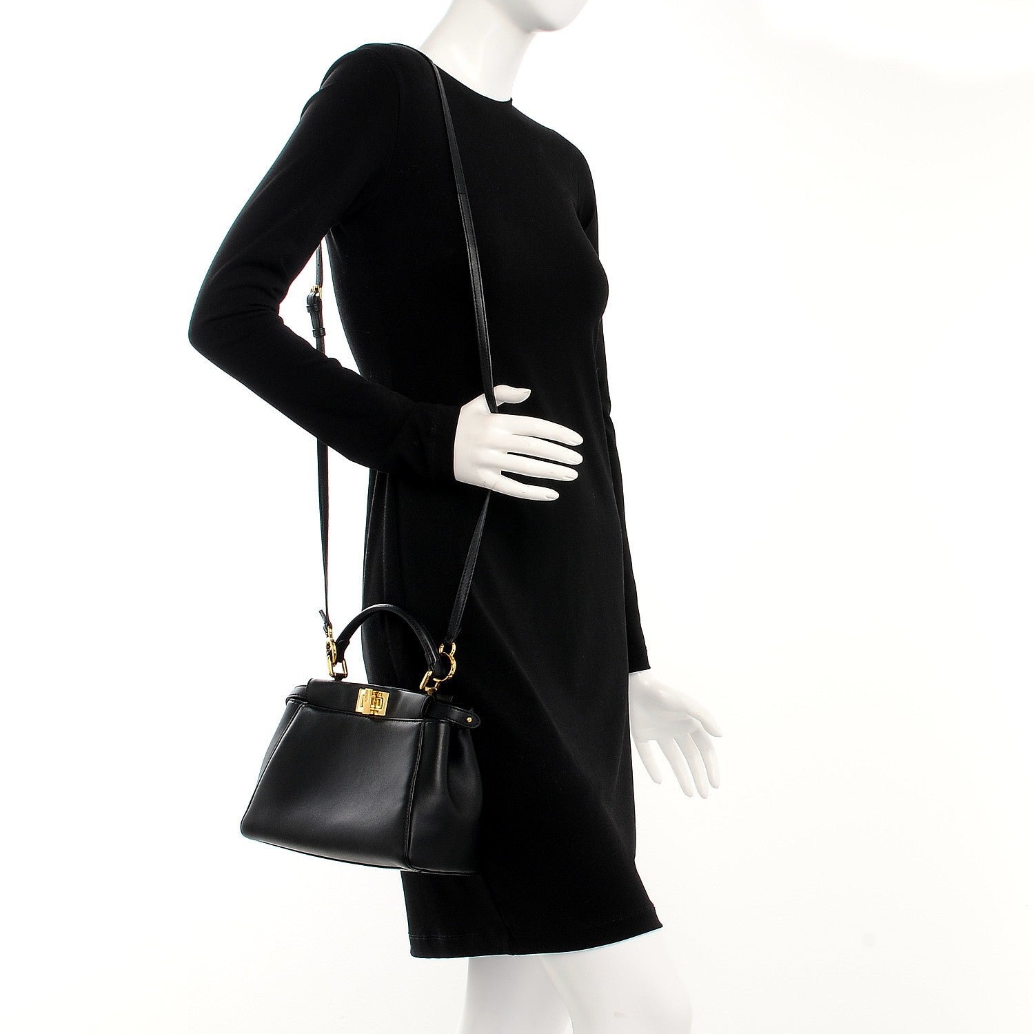 Fendi Nappa Mini Peekaboo Iconic Satchel Black 2 of 7