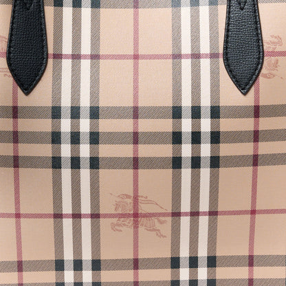 Burberry Grainy Calfskin Haymarket Check Medium Reversible Tote Black 12 of 17