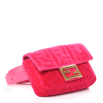 Fendi Velvet FF Embossed Hip Belt Baguette Bag Fuxia 4 of 9