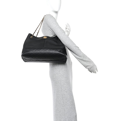 Chanel Calfskin Quilted Large Coco Base Shopping Bag Black 2 of 10