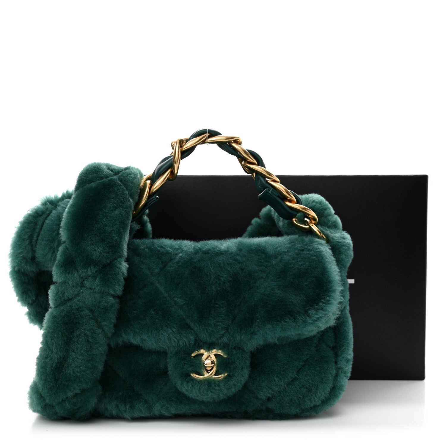 Chanel Shearling Lambskin Quilted Flap Green 11 of 11