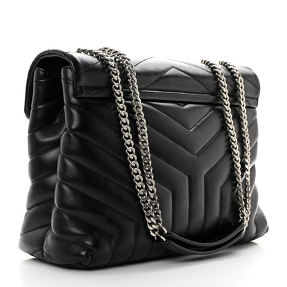 Saint Laurent Calfskin Y Quilted Monogram Medium Loulou Chain Satchel Black 2 of 11