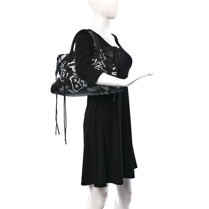 Balenciaga Agneau Arena Graffiti All Over Classic Hardware City Black White 2 of 10